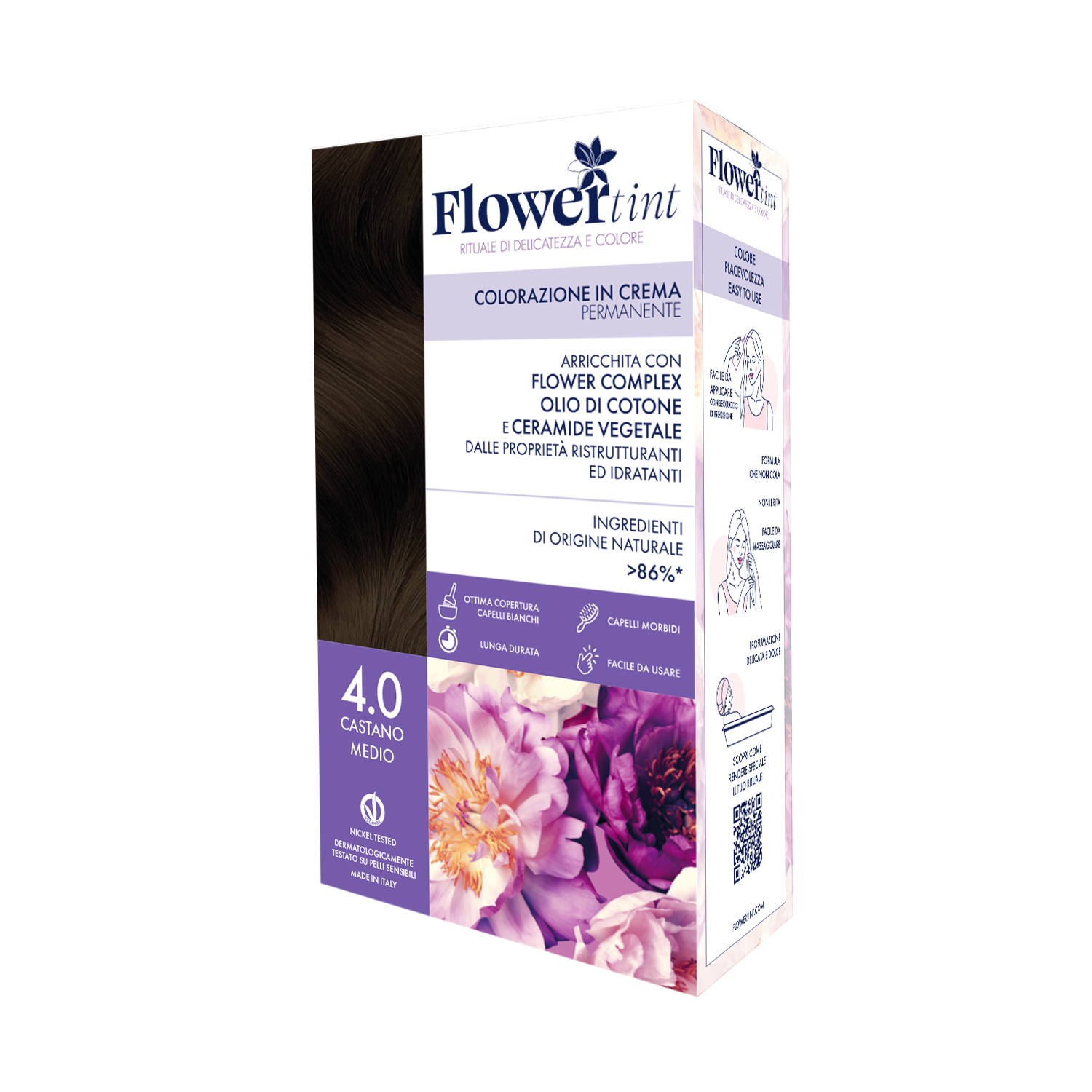 Colorazione in Crema Castano Medio 4.0 – Flowertint
