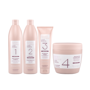Keratin Therapy Lisse Design Deep Cleansing Shampoo 500 ml + Smoothing Fluid 500 ml + Detangling Cream 150 ml + Rehydrating Mask 500 ml – Alfaparf Milano