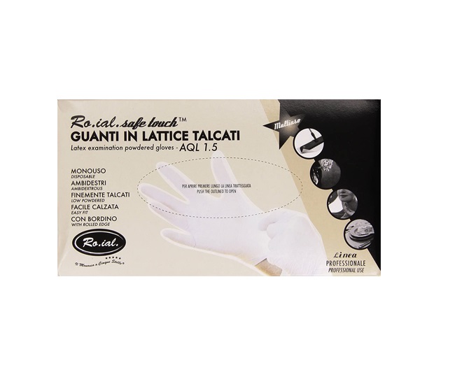 GUANTI IN LATTICE RO.IAL TALCATI 100 PZ MISURA L